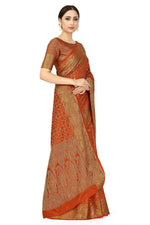 Thumbnail for Mimosa Women's Rust Orange Patola Art Silk Saree - Distacart