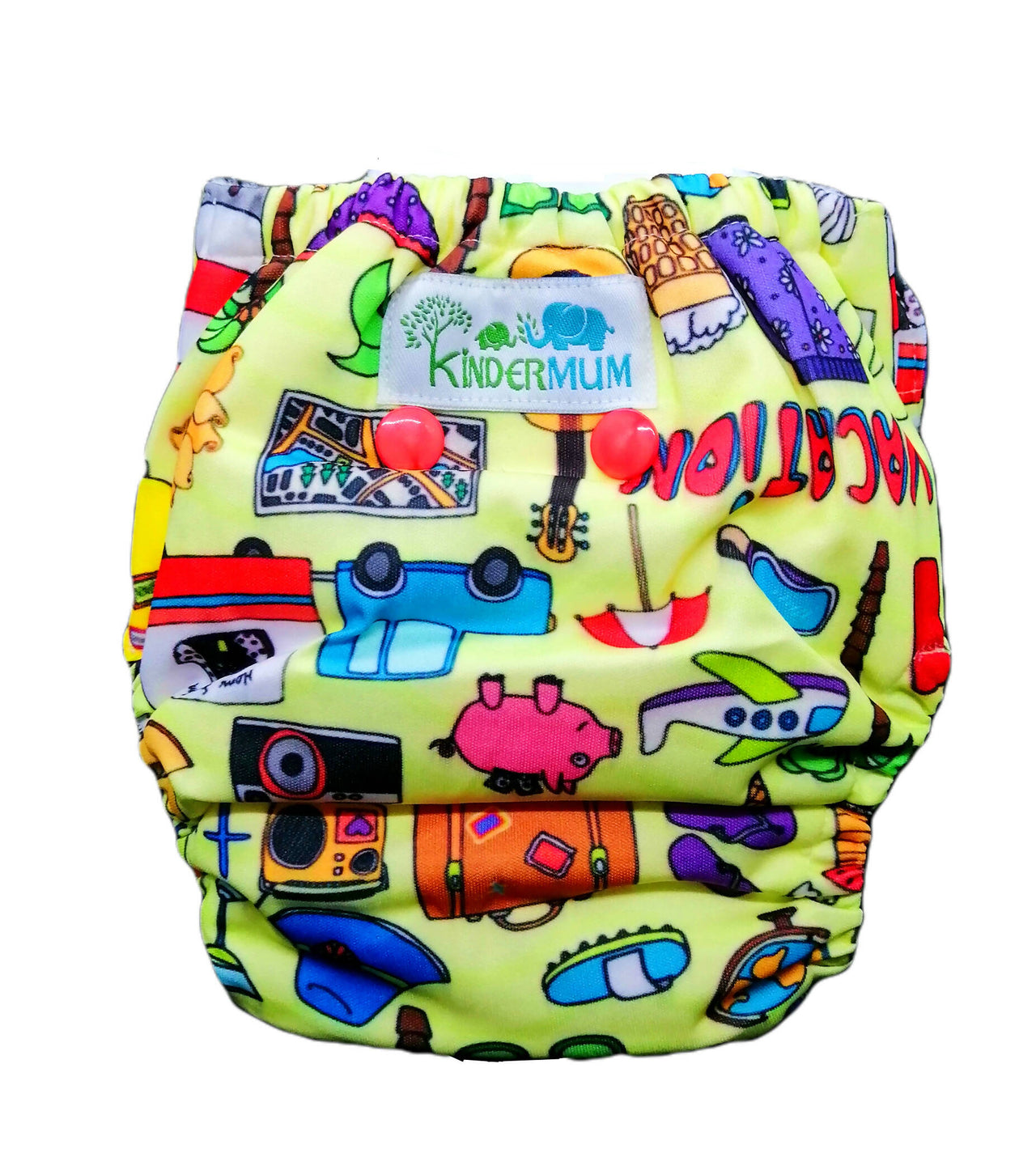 Kindermum Nano Aio Cloth Diaper With 2 Organic Cotton Inserts- Vacation For Kids - Distacart
