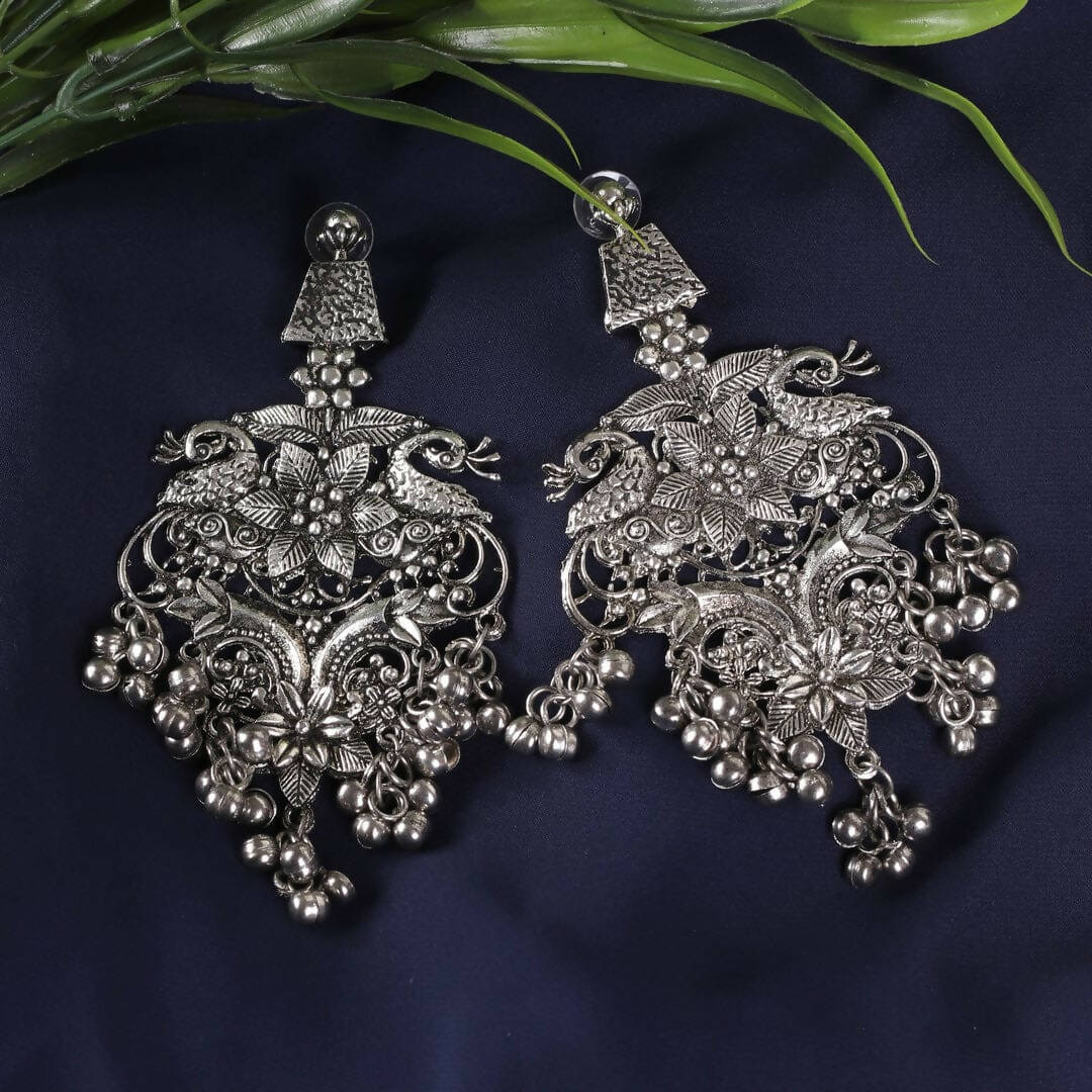 Mominos Fashion Joharkamal Silver-Plated Peacock Design Drop Earrings For Women - Distacart