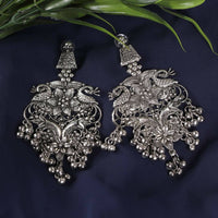 Thumbnail for Mominos Fashion Joharkamal Silver-Plated Peacock Design Drop Earrings For Women - Distacart