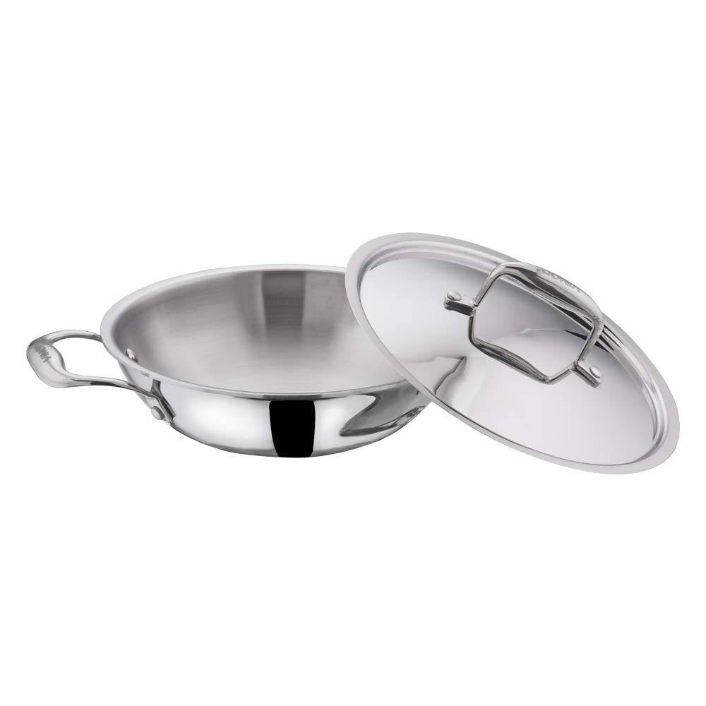 Vinod Platinum Triply Stainless Steel Kadai With Lid - Distacart