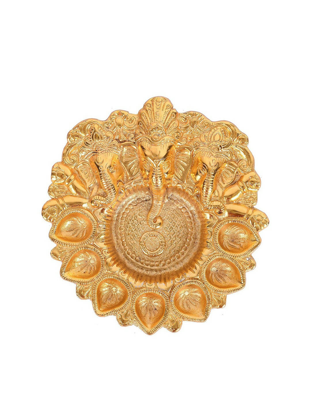 Craftvatika Gold-Toned Metal Lord Ganesha Design Kuber Diya - Distacart