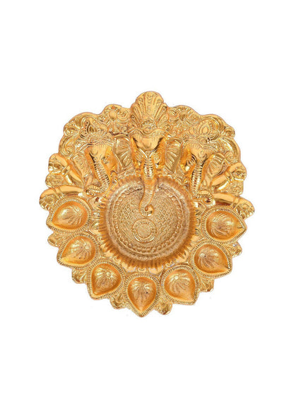 Craftvatika Gold-Toned Metal Lord Ganesha Design Kuber Diya - Distacart