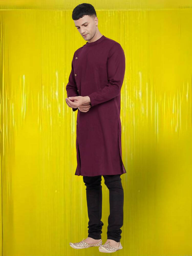 Even Apparels Pure Cotton Maroon Asymetrical Kurta - Maroon - Distacart