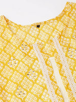Thumbnail for White Cotton Solid Flared Dress with Printed Shrug - Yukti - Distacart