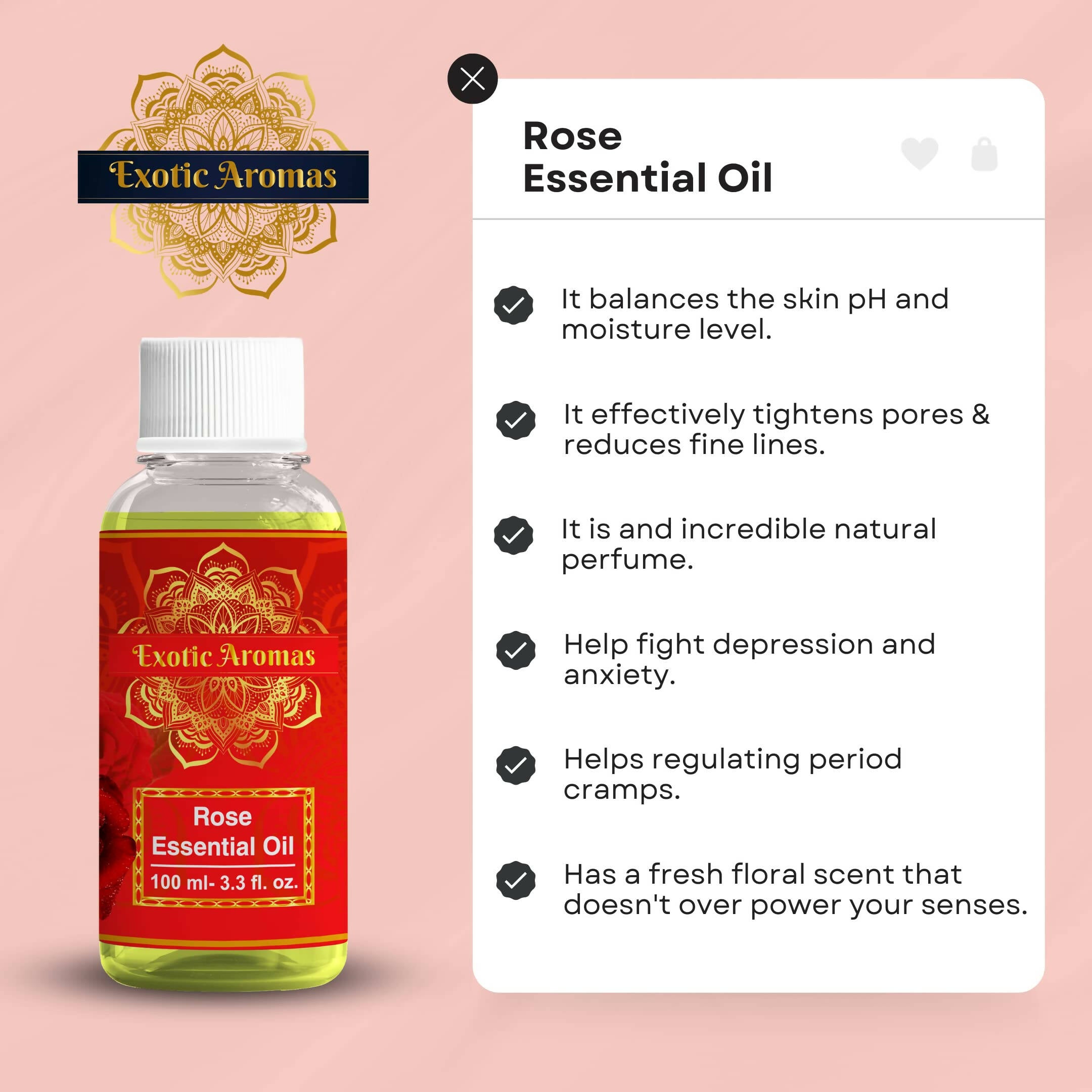 Exotic Aromas Rose Essential Oil - Distacart