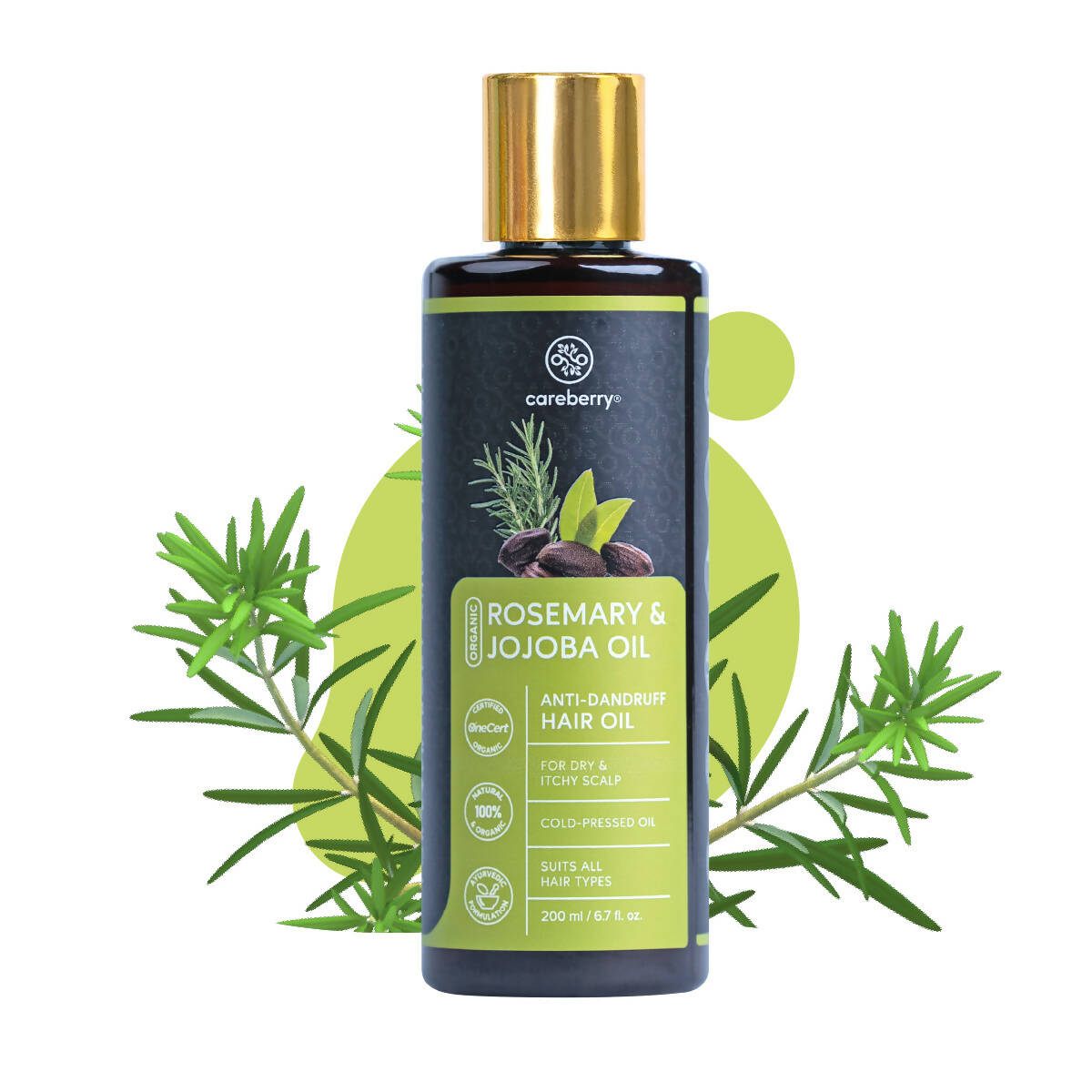 Careberry Organic Rosemary & Jojoba Anti Dandruff Hair Oil - Distacart