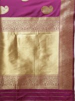Thumbnail for Lorenvalley Fashion Wine Soft Silk Woven Design Gold Zari Weaving Saree - Distacart