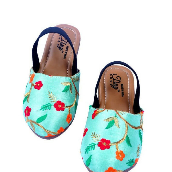 Tiny Bugs Girls Embroidered Strap Ethnic Jutis-Green - Distacart