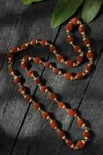 Thumbnail for Mominos Fashion Joharkamal Gold-Plated Statement Rudraksha Mala Long Necklace (Golden) - Distacart