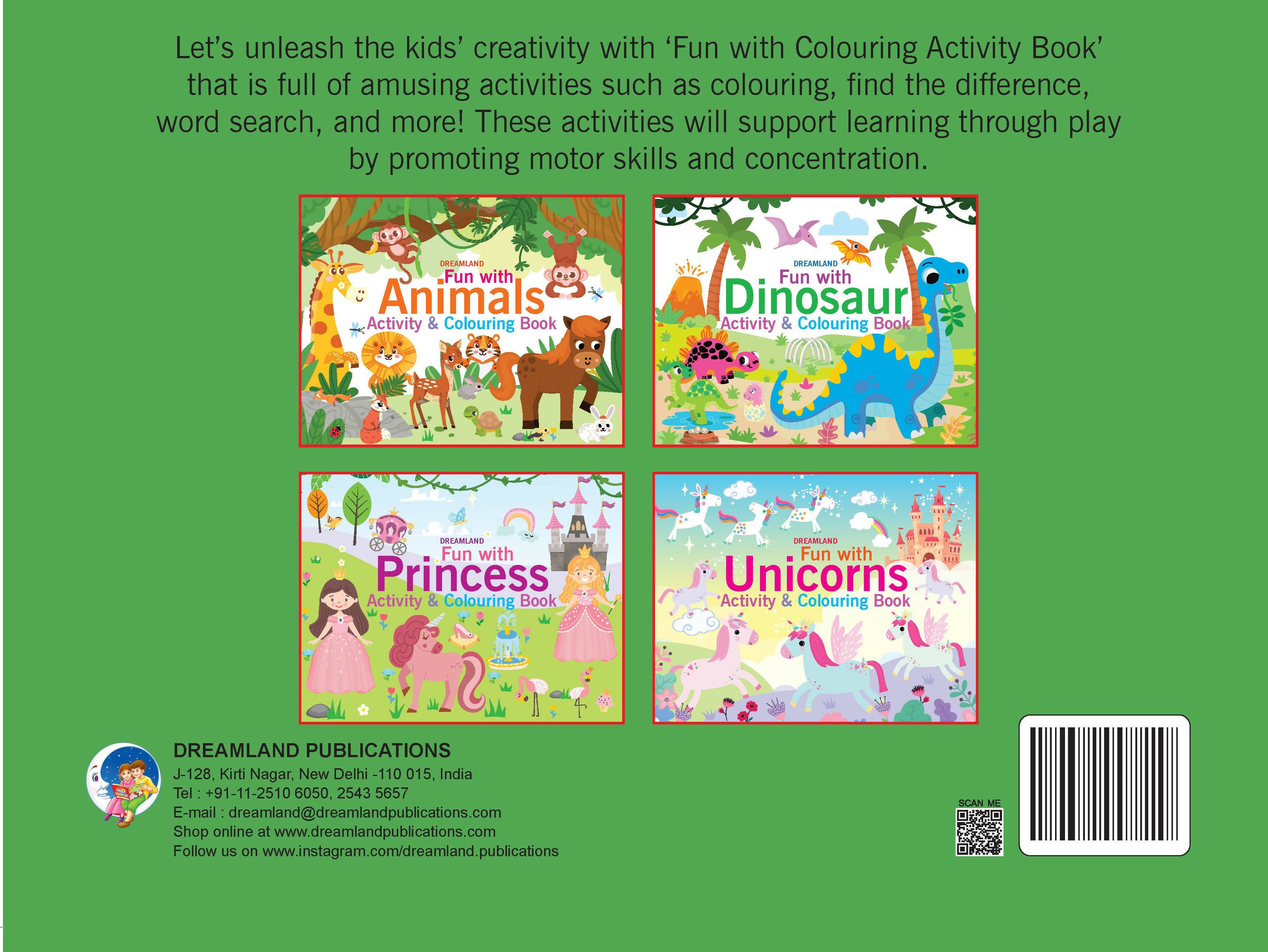 Dreamland Fun with Animals Activity & Colouring : Children Interactive & Activity Book - Distacart