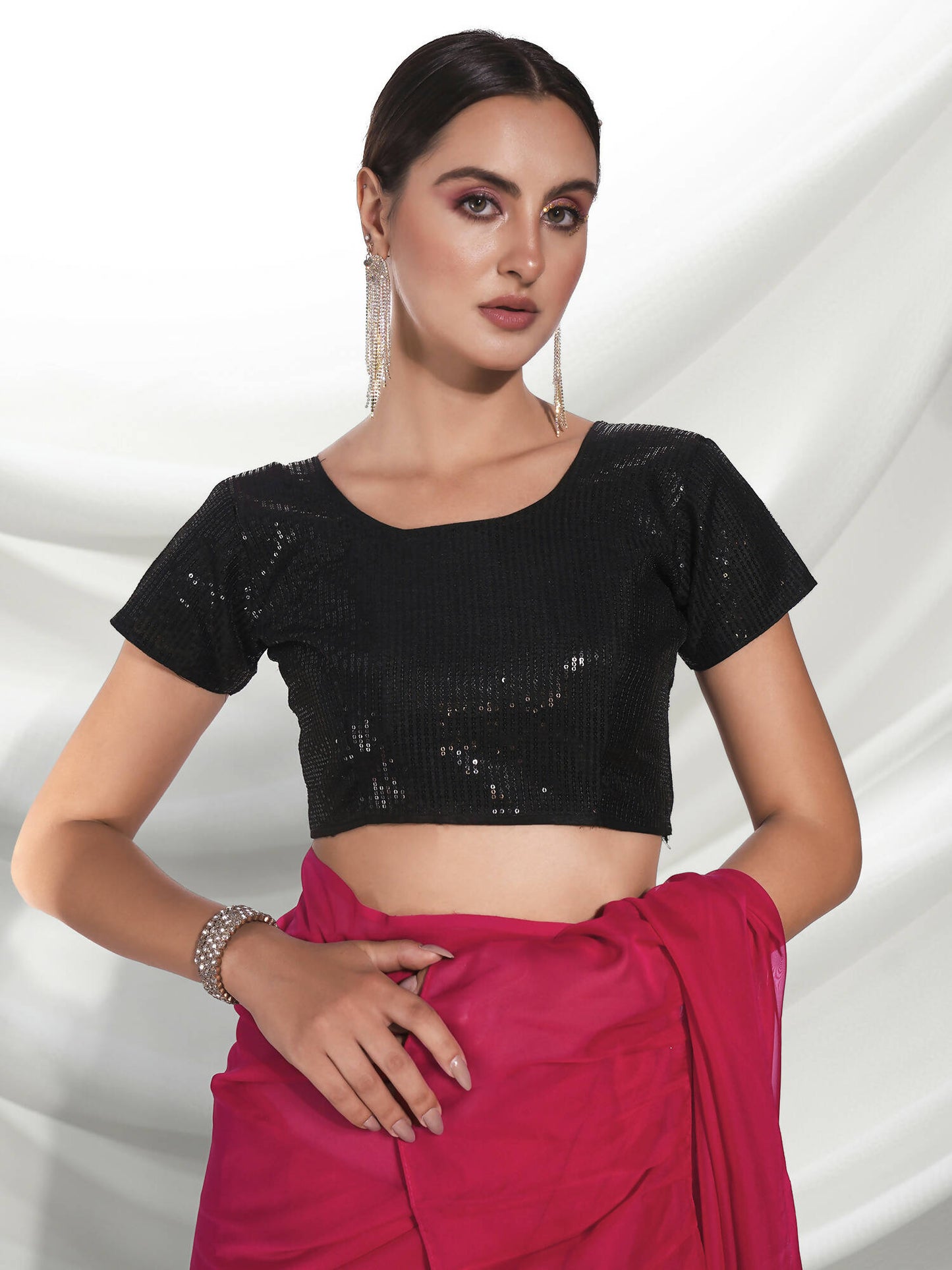 Pink Organza Solid Saree With Unstitched Blouse Piece - Shanaya - Distacart