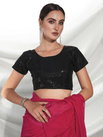 Thumbnail for Pink Organza Solid Saree With Unstitched Blouse Piece - Shanaya - Distacart