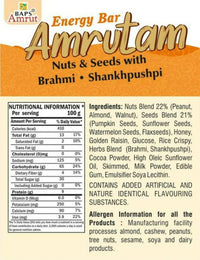 Thumbnail for Baps Amrut Energy Bar Amrutam (Nuts & Seeds With Brahmi • Shankhpushpi) - Distacart