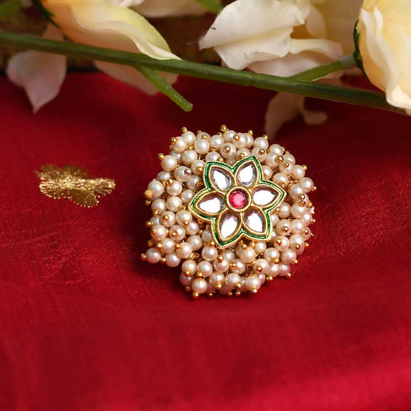 Mominos Fashion Joharkamal Gold-Plated with Pearls Adjustable Finger Ring - Distacart