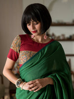 Thumbnail for Suta Green Solid Cotton Blend Saree - Distacart