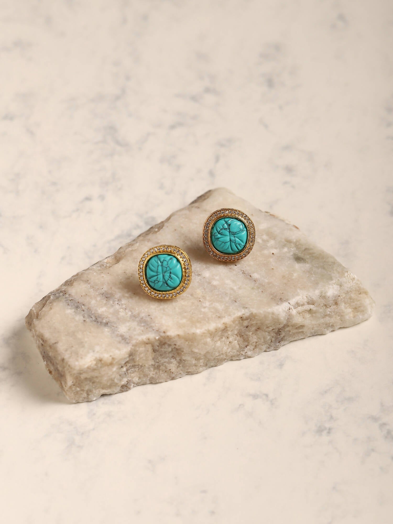 Blue Gold Plated Handcrafted Studs Earrings - Ruby Raang - Distacart