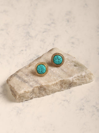 Blue Gold Plated Handcrafted Studs Earrings - Ruby Raang - Distacart