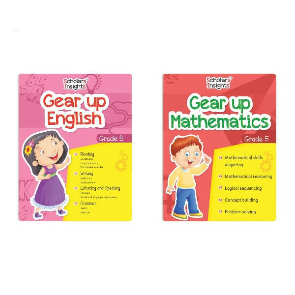 Scholars Insights Gear Up English & Maths Grade 5 Books Set Of 2| Grammar Skills, Maths Logical Reasoning, Problem Solving Book| Ages 10-11 Years - Distacart