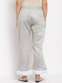 Thumbnail for Myshka Beautiful Women's Grey Cotton Solid Casual Trouser