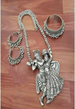 Thumbnail for Mominos Fashion Johar Kamal Silver-Plated Brass Finish Radha Kishan Long Neckalce Combo Set For Women - Distacart