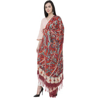 Thumbnail for A R Silk Modal Kalamkari Print Fancy Dupatta Color Mehroon Dupatta or Chunni