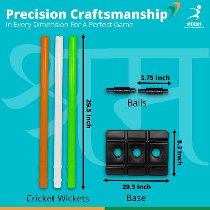 Vifitkit Cricket Stumps with Stand & Bails (Tricolour) - Distacart