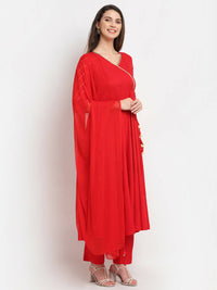 Thumbnail for Rudra Bazaar Red Anarkali Kurti & Pyjamas With Dupatta - Distacart