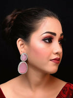 Thumbnail for Smart Dangler With Rhino Stone Border Beige Earrings For Women and Girls By House of Ree - Distacart