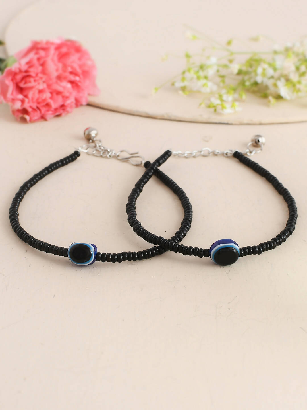 VOJ Women Black Color stainless steel Anklet - Distacart