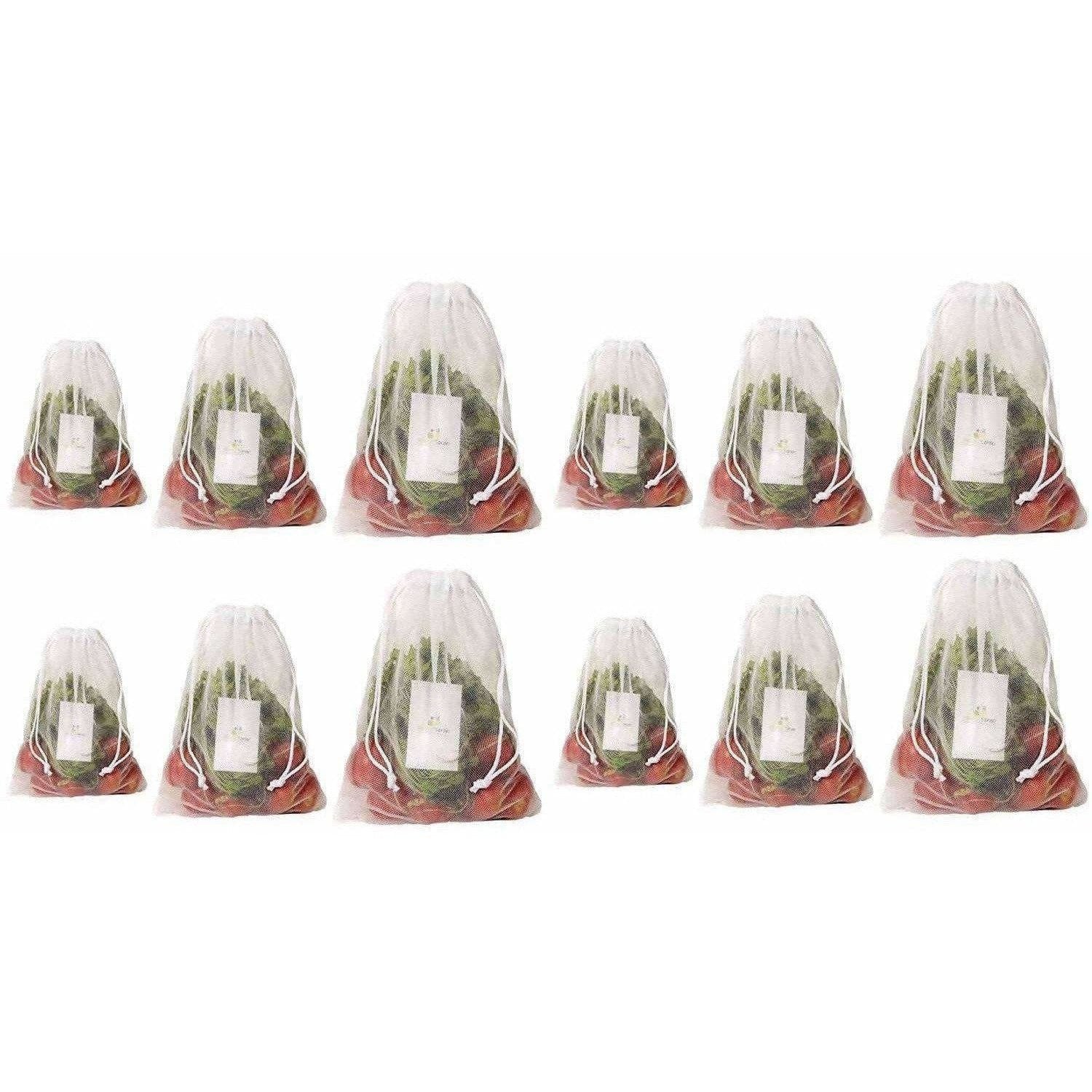 Home Strap Mesh Reusable Fridge Storage Bag for Fruits & Vegetables (Double Layered Mesh) - Distacart