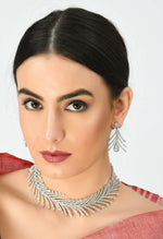 Thumbnail for Mominos Fashion Johar Kamal Silver-Plated American Diamond White Choker Set - Distacart