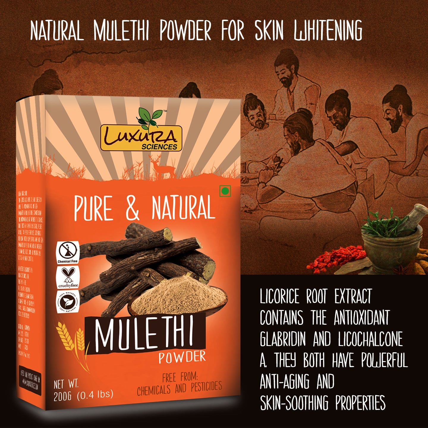 Luxura Sciences Natural Mulethi Powder For Skin Whitening - Distacart