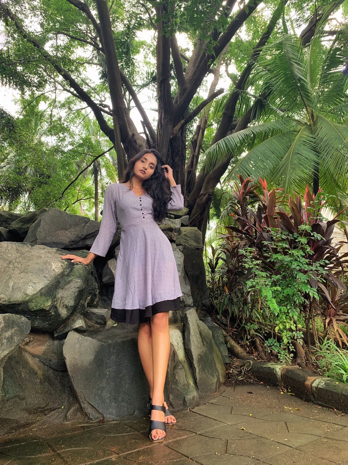 Jompers Women Grey & Black Polka Dots Printed Flaired Kurta - Distacart