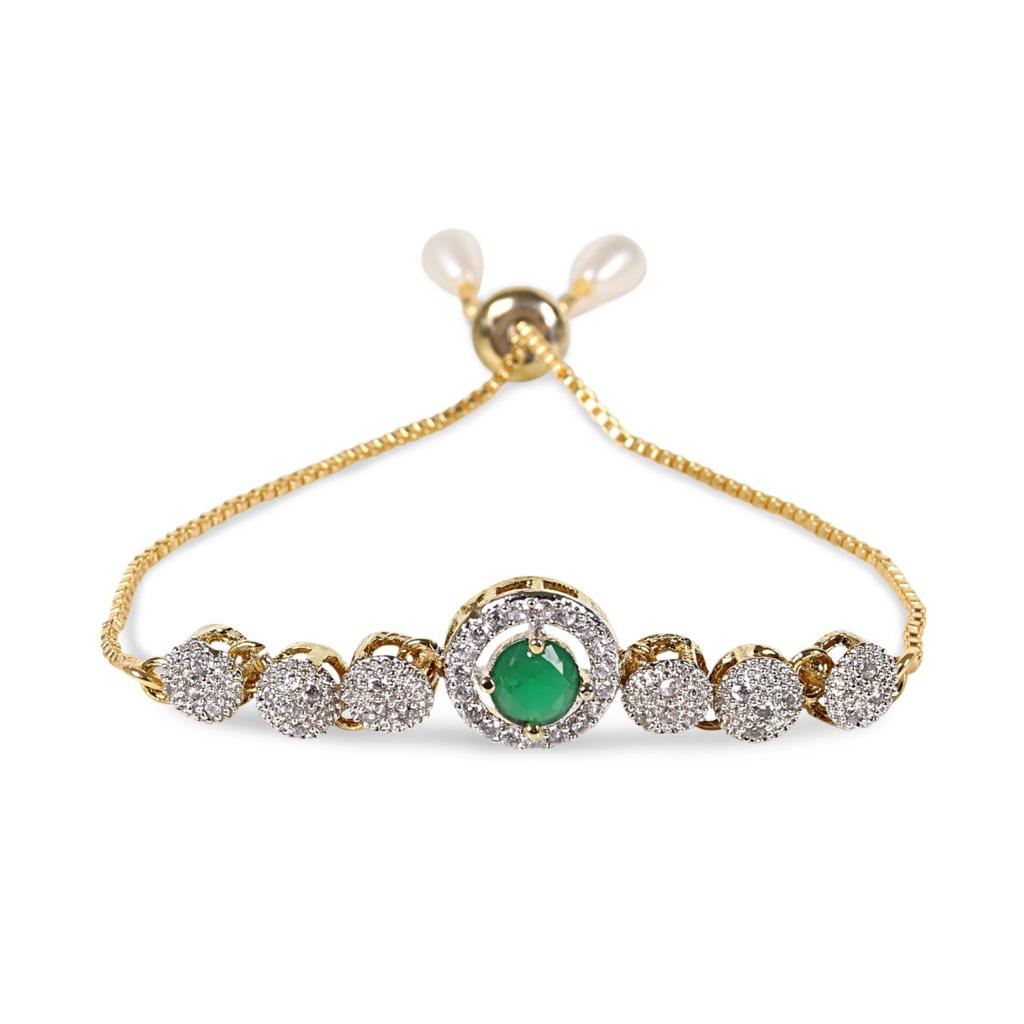 Rhodium-Plated Alloy American Diamond Studded Designer Bracelets - The Pari - Distacart