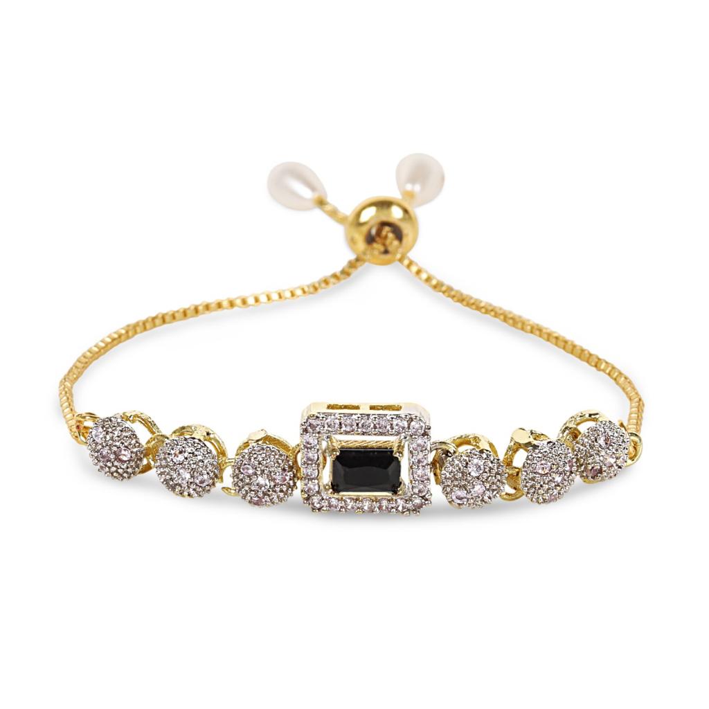Rhodium-Plated Alloy American Diamond Studded Designer Bracelets - The Pari - Distacart