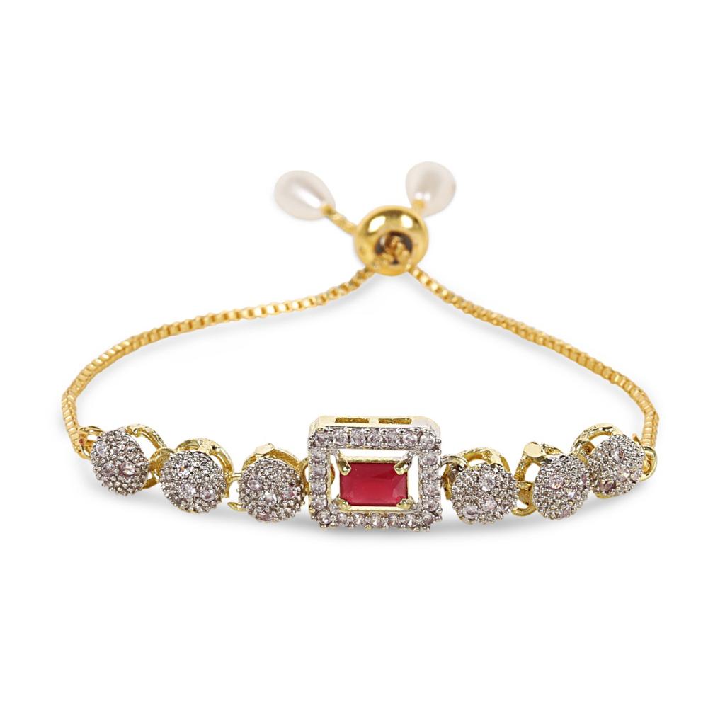 Rhodium-Plated Alloy American Diamond Studded Designer Bracelets - The Pari - Distacart