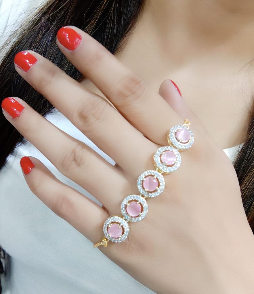 Rhodium-Plated Alloy American Diamond Studded Designer Bracelets - The Pari - Distacart