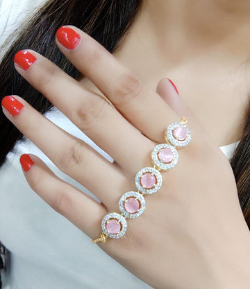 Rhodium-Plated Alloy American Diamond Studded Designer Bracelets - The Pari - Distacart