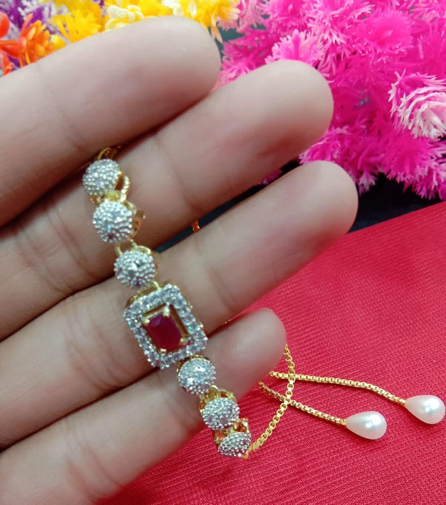 Rhodium-Plated Alloy American Diamond Studded Designer Bracelets - The Pari - Distacart