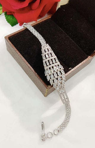 Rhodium-Plated Alloy American Diamond Studded Designer Bracelets - The Pari - Distacart