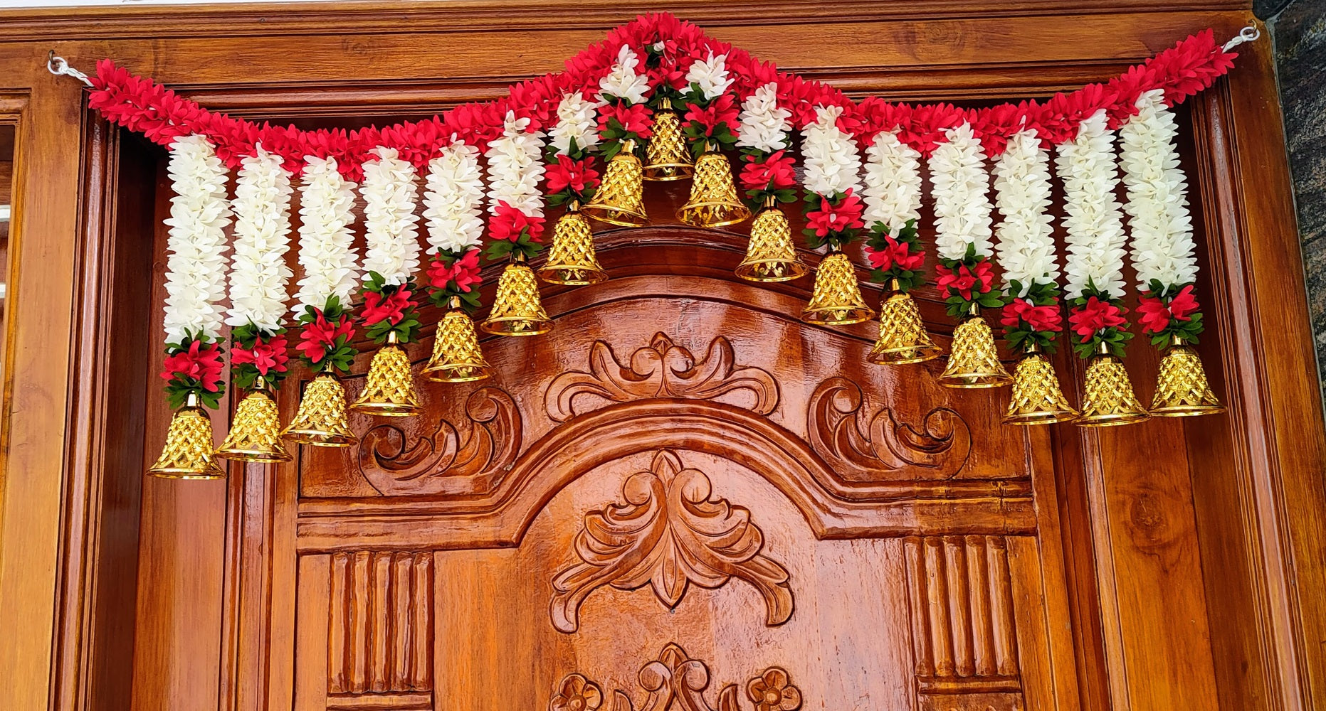 Multicolor Fabric Toran with Bells - Distacart