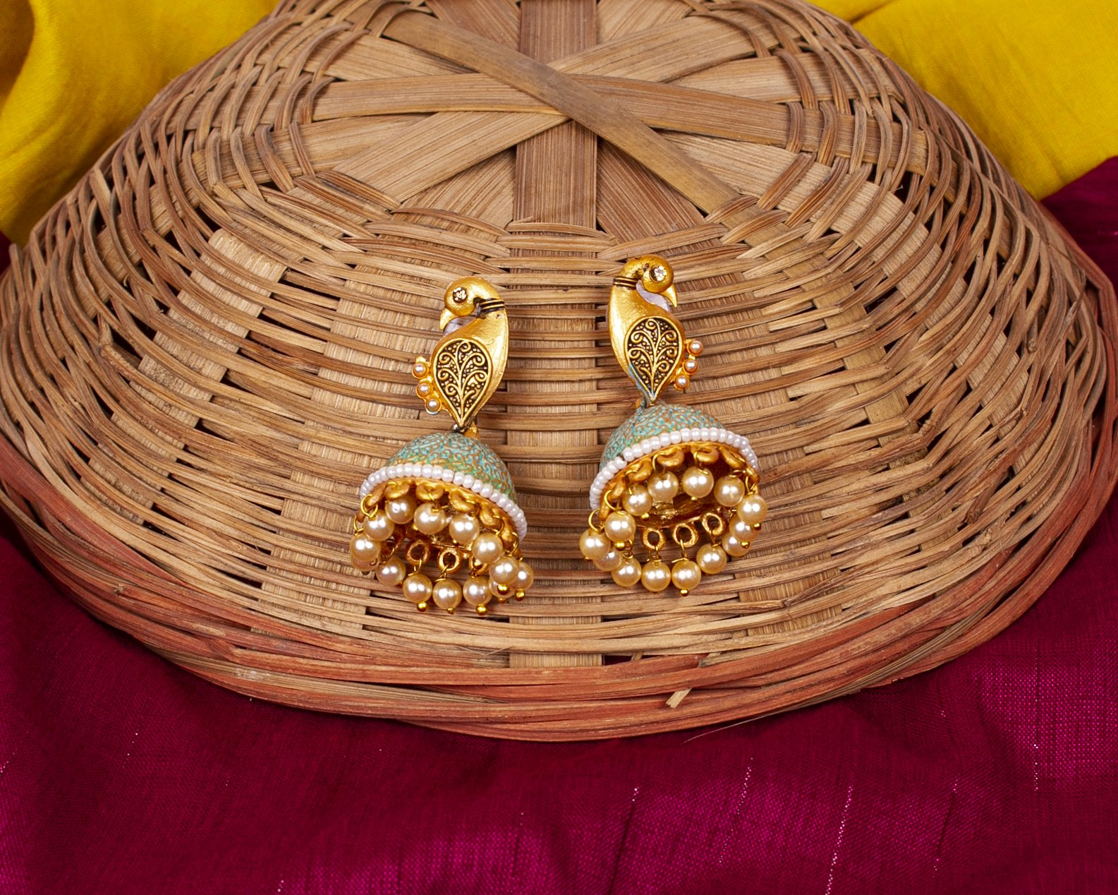 Gold-Plated Alloy Peacock Shape Jhumki Earrings - The Pari - Distacart