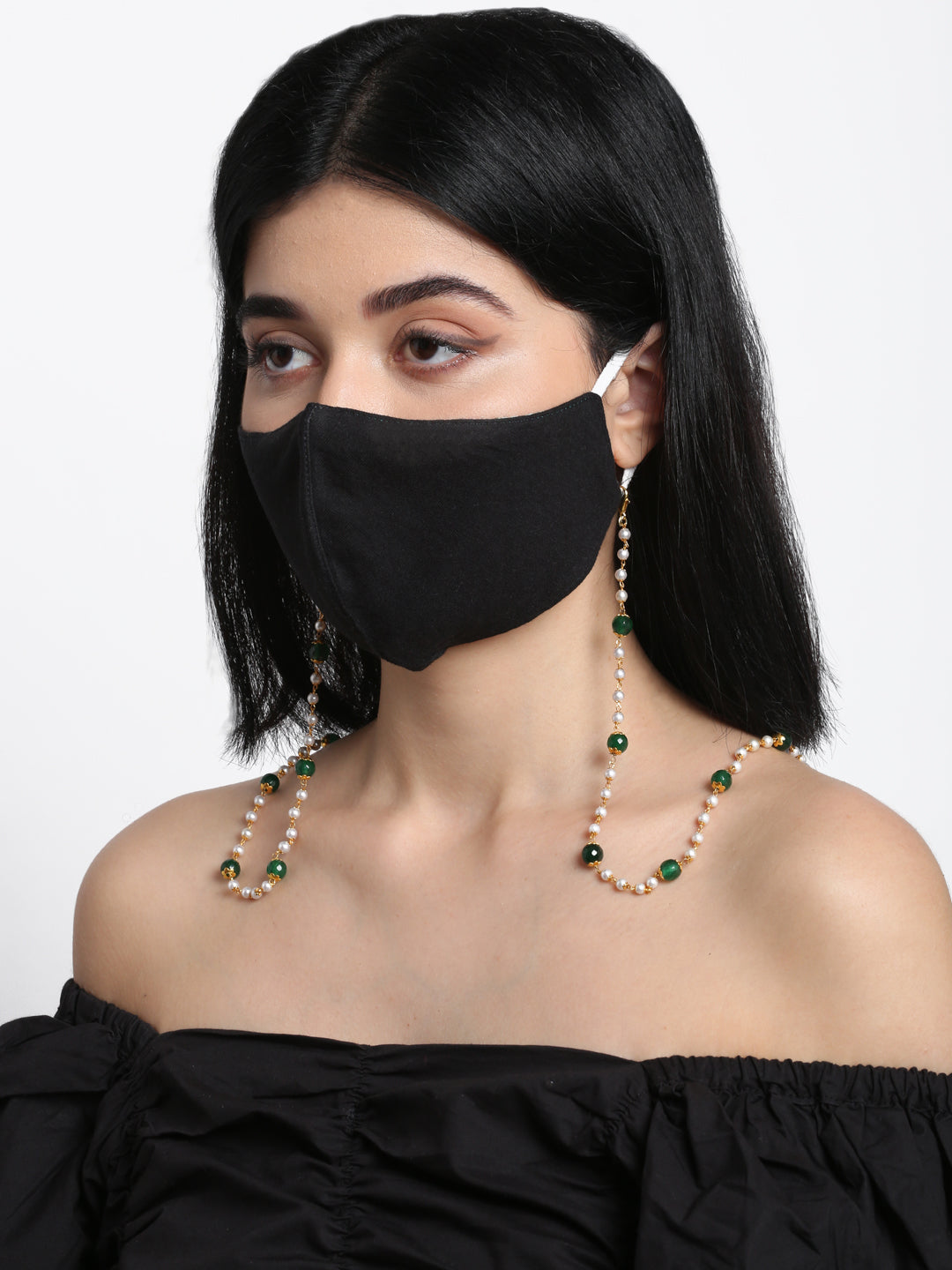 Stone And Gold Plated Mask Chain - Ruby Raang - Distacart