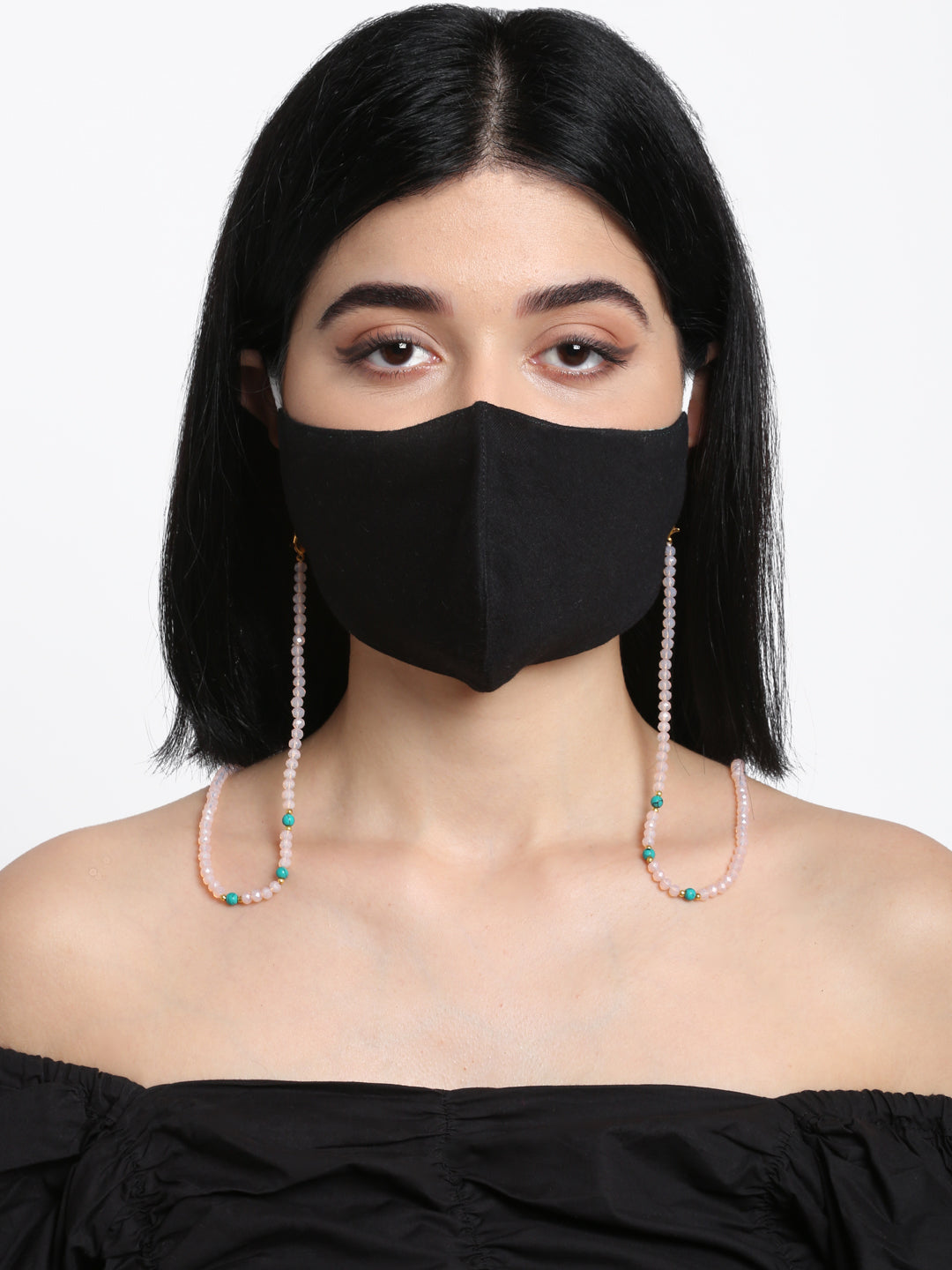 Stone And Gold Plated Mask Chain - Ruby Raang - Distacart