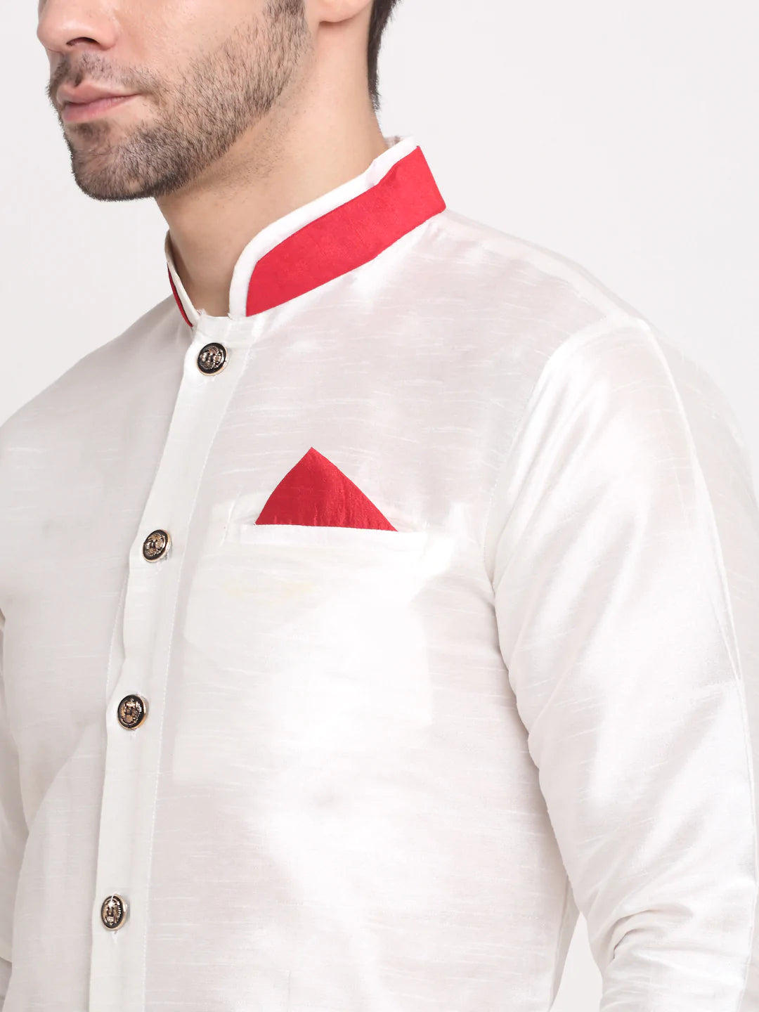 Kalyum Men's White Solid Kurta with Pyjamas Set - Distacart