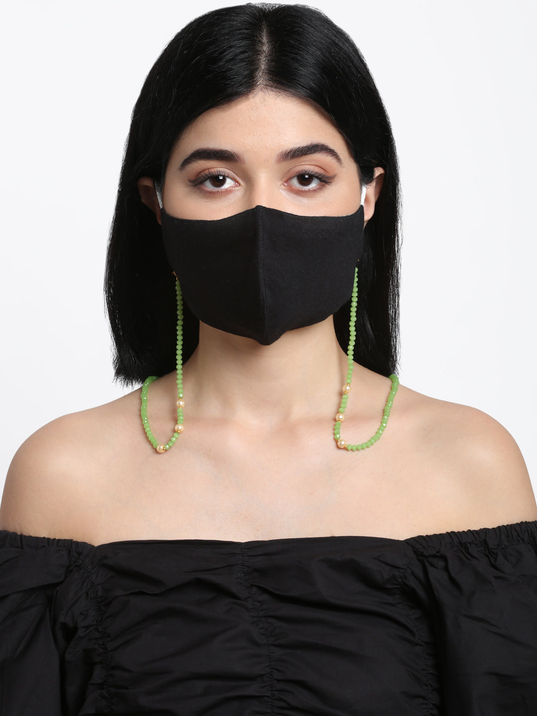 Stone And Gold Plated Mask Chain - Ruby Raang - Distacart