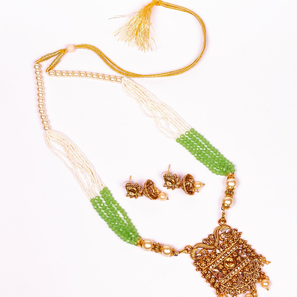 Gold-Plated Alloy Pearl And Beads Mala Pendant Set - The Pari - Distacart