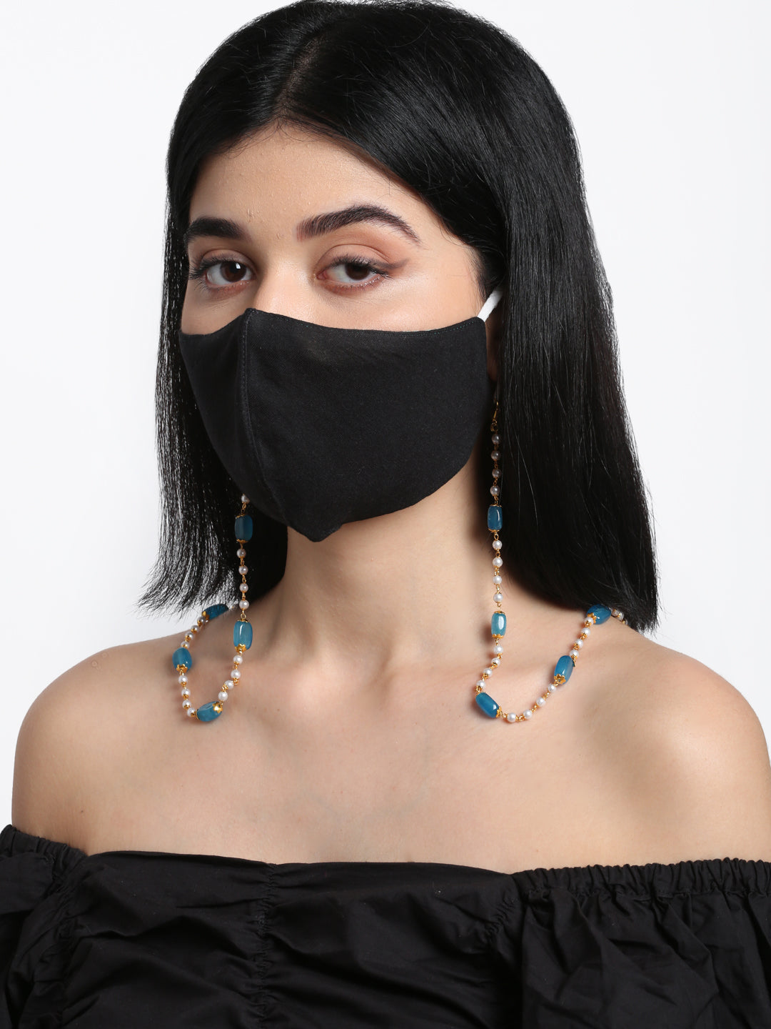 Stone And Gold Plated Mask Chain - Ruby Raang - Distacart