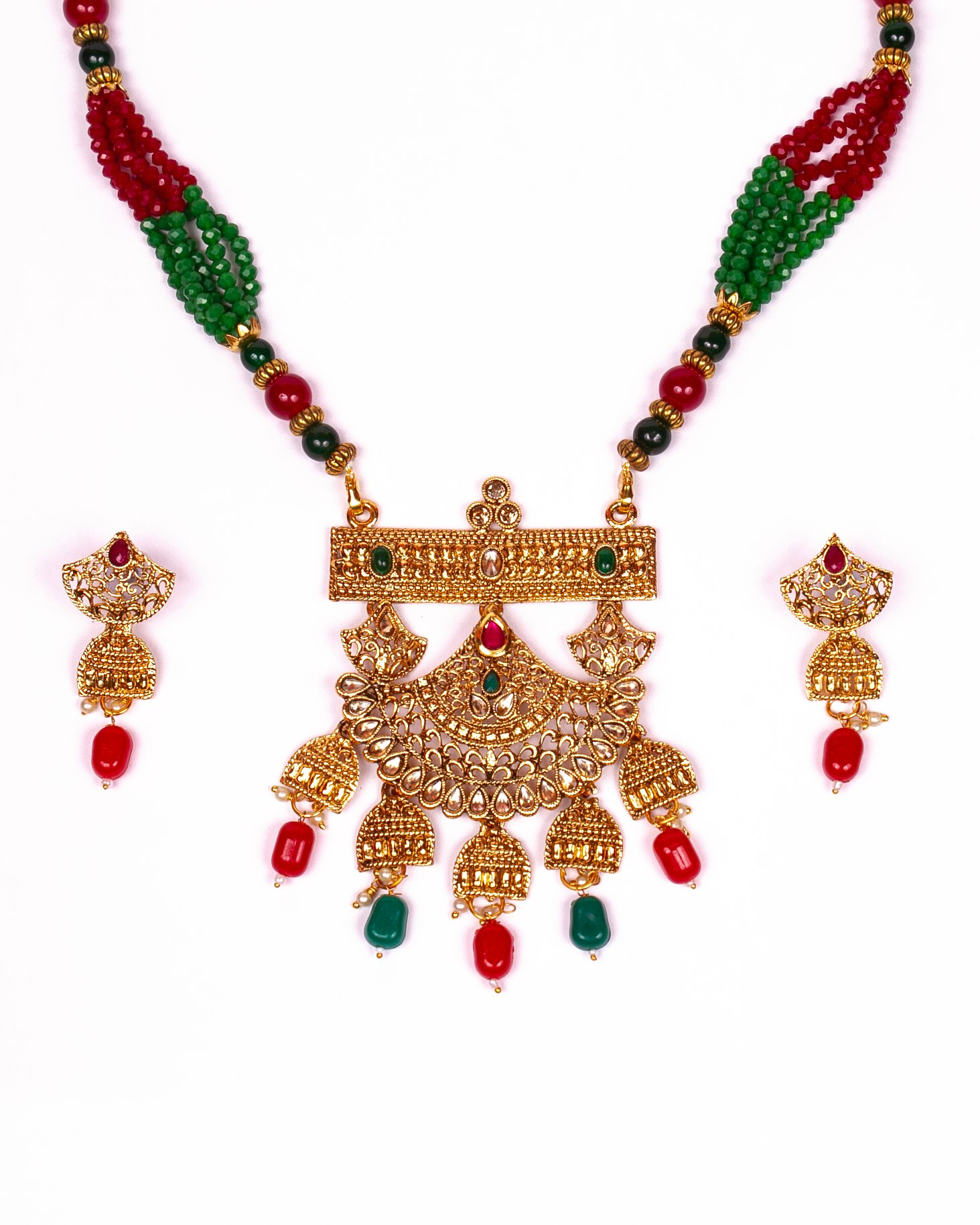 Gold-Plated Alloy Pearl And Beads Mala Pendant Set - The Pari - Distacart